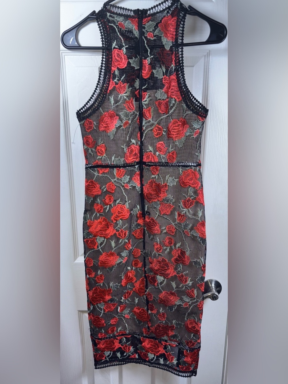 Gianni Bini Red Rose Embroidered Mesh Midi Dress - Picture 12 of 13